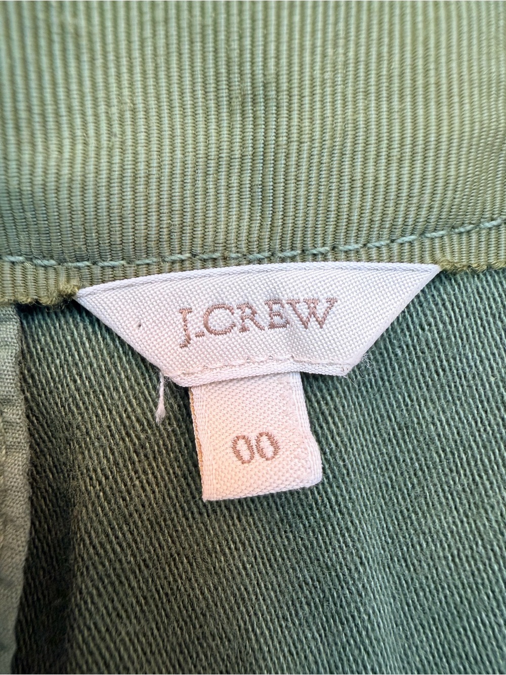 J. Crew Y2K Olive Army Green Cotton Twill Button Front Mini Skirt Size 00 XXS - Picture 8 of 11